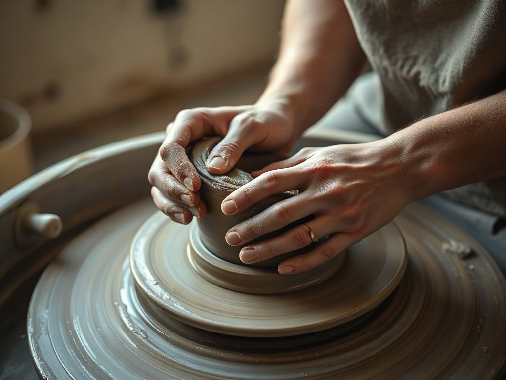Hands at the pottery wheel (AI-generated illustration, demo only)