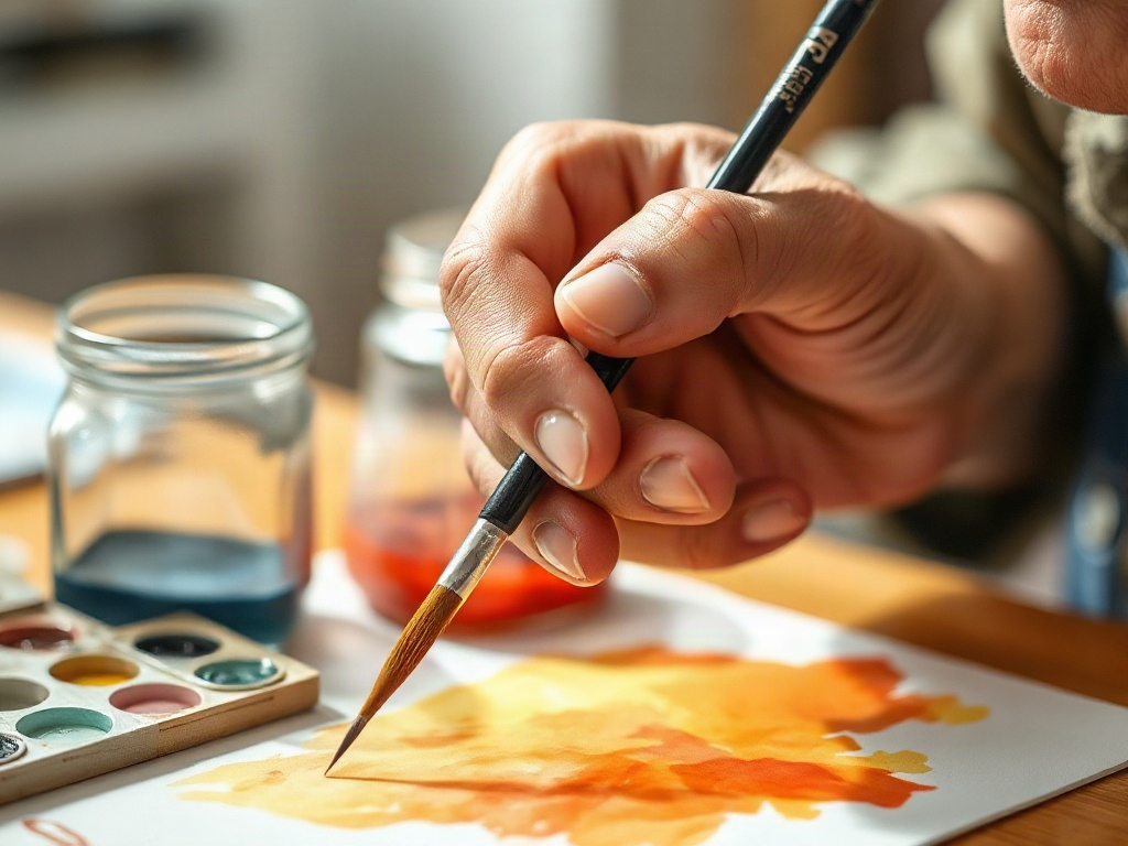 A brush mid-stroke (AI-generated illustration, demo only)