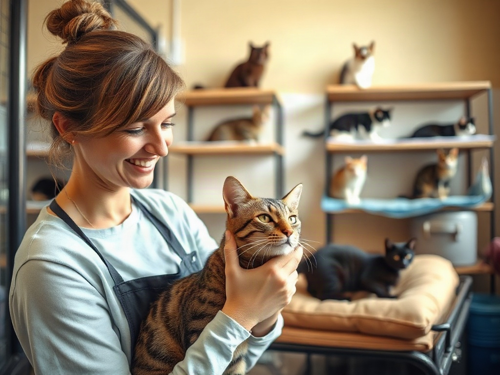 The cat adoption room (AI-generated illustration, demo only)